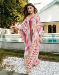 Rainbow Striped Kaftan Dress for Beach Days