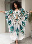 Plus Size Hawaiian Batwing Sleeve Kaftan Dress