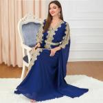 Dark Blue Floral Maxi Kaftan Dress for Women