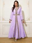 Lilac Moroccan Maxi Kaftan Dress for Women