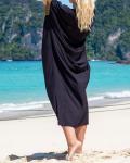 Gold Embroidery V Neck Long Kaftan Dress Black