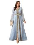 Light Blue Lace Kaftan Dress for Women