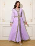 Lilac Moroccan Maxi Kaftan Dress for Women