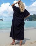 Gold Embroidery V Neck Long Kaftan Dress Black