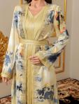 Moroccan Long Sleeve V-Neck Kaftan Dress
