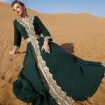 Dark Green Moroccan Kaftan Dress for Women