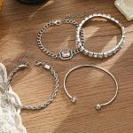 Trendy Silver Layered Bracelet Set for Women