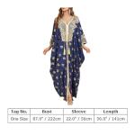 Navy Blue Moroccan Kaftan Dress with Embroidery