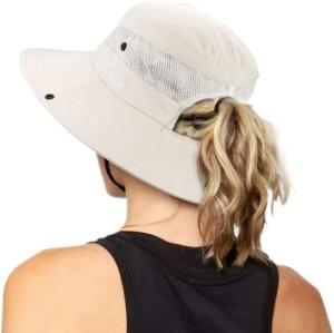 Beige UV-Protection Wide-Brim Sun Hat for Women