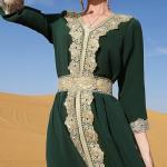 Dark Green Moroccan Kaftan Dress for Women