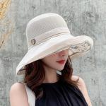 Beige Wide Brim Sun Hat for Women
