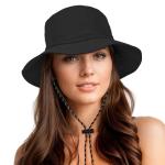 Black UPF 50+ Waterproof Bucket Hat for Women