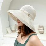 Beige Wide Brim Sun Hat for Women