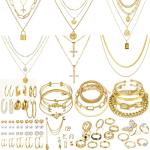 Chic Gold Jewelry Set for Women - 65 Pieces