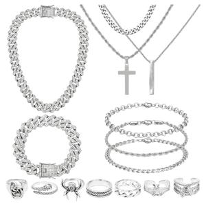 Stylish Silver Jewelry Set for Women and Men