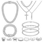 Stylish Silver Jewelry Set for Women and Men
