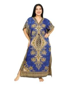 Women's Blue Long Maxi Kaftan Dress
