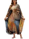 V-Neck Plus Size Boho Kaftan Maxi Dress