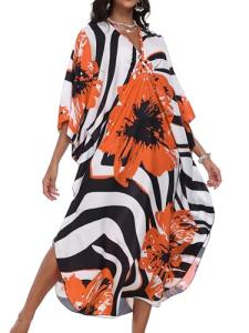 Chicgal Women's Plus Size Floral Kaftan Dress