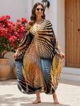 V-Neck Plus Size Boho Kaftan Maxi Dress