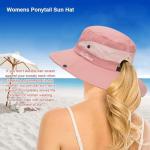 Womens Wide Brim Sun Hat with Ponytail Hole