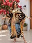 V-Neck Plus Size Boho Kaftan Maxi Dress