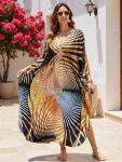 V-Neck Plus Size Boho Kaftan Maxi Dress