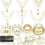 Chic Gold Jewelry Set for Women - 65 Pieces