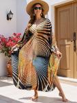 V-Neck Plus Size Boho Kaftan Maxi Dress