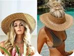Adjustable UV Protection Wide Brim Straw Kaftan Visor