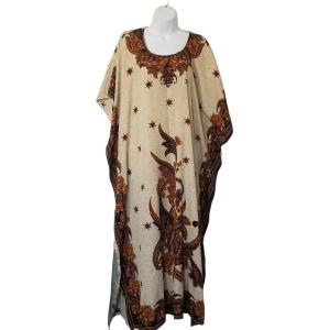 Artsy Boho Beige Paisley Kaftan Mumu for Women