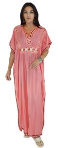 Coral Moroccan Kaftan Swim Cover-Up Dress