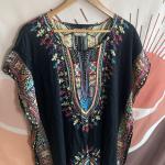 Boho Chic Black Batik Paisley Kaftan Maxi Dress