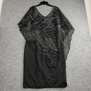 Black Beaded Sequin Maxi Kaftan Dress for Women