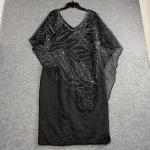 Black Beaded Sequin Maxi Kaftan Dress for Women