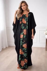 Black Floral Maxi Kaftan Dress for Resort Style