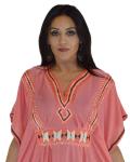 Coral Moroccan Kaftan Swim Cover-Up Dress