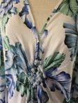 Tropical Floral Kaftan Dress in White and Blue