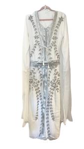 White Moroccan Eid Kaftan with Hand Work