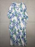 Tropical Floral Kaftan Dress in White and Blue