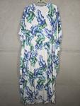 Tropical Floral Kaftan Dress in White and Blue