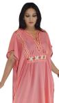 Coral Moroccan Kaftan Swim Cover-Up Dress