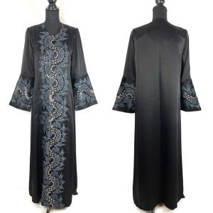 Black Floral Embroidered Maxi Kaftan Dress