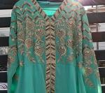 Moroccan Kaftan Dress with Long Hood, Size L