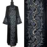 Black Floral Embroidered Maxi Kaftan Dress