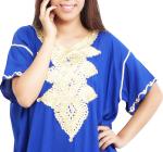 Handmade Blue Moroccan Kaftan Dress for Women