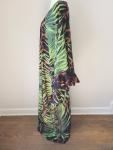 Glam Satin Tropical Animal Print Kaftan Dress
