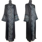 Black Floral Embroidered Maxi Kaftan Dress