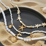 Starfish Shell Pearl Necklace Set - 3pcs