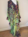 Glam Satin Tropical Animal Print Kaftan Dress